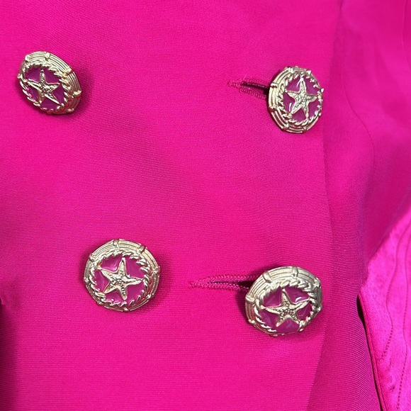 Vintage Banu Paris Fuchsia Double Breasted Satin Blazer size 12 - Picture 5 of 12